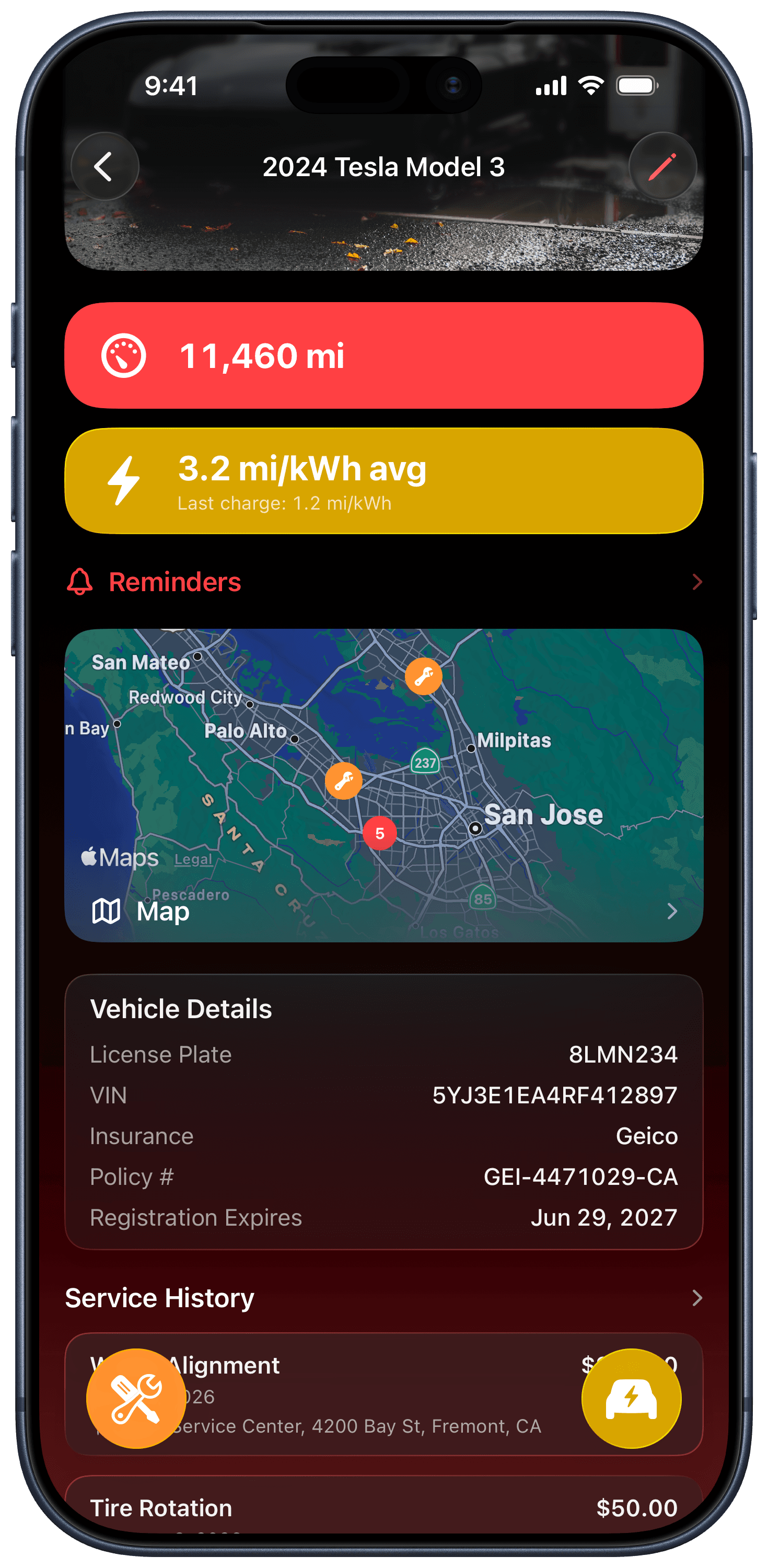 Curb ev detail screen