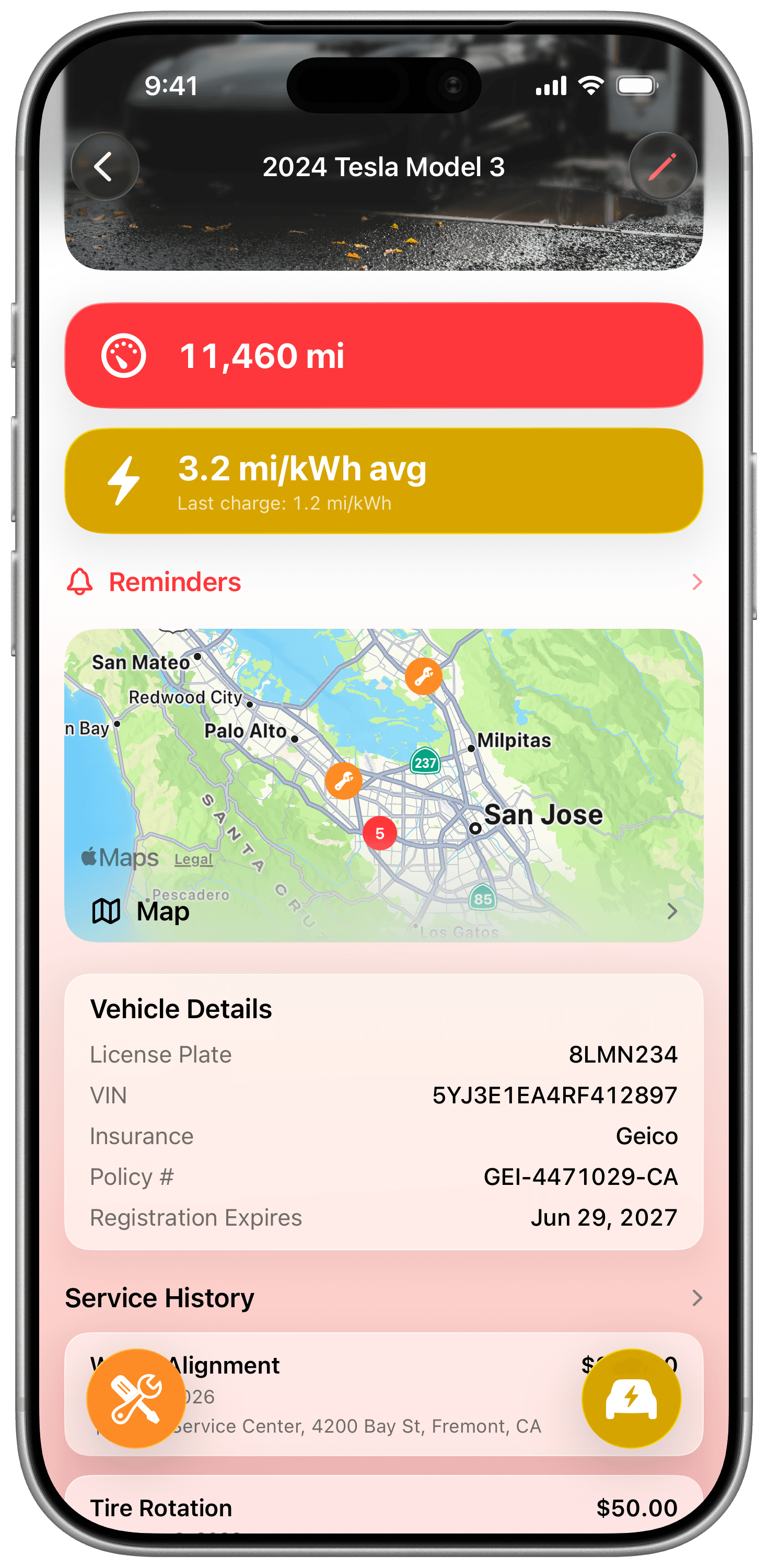 Curb ev detail screen