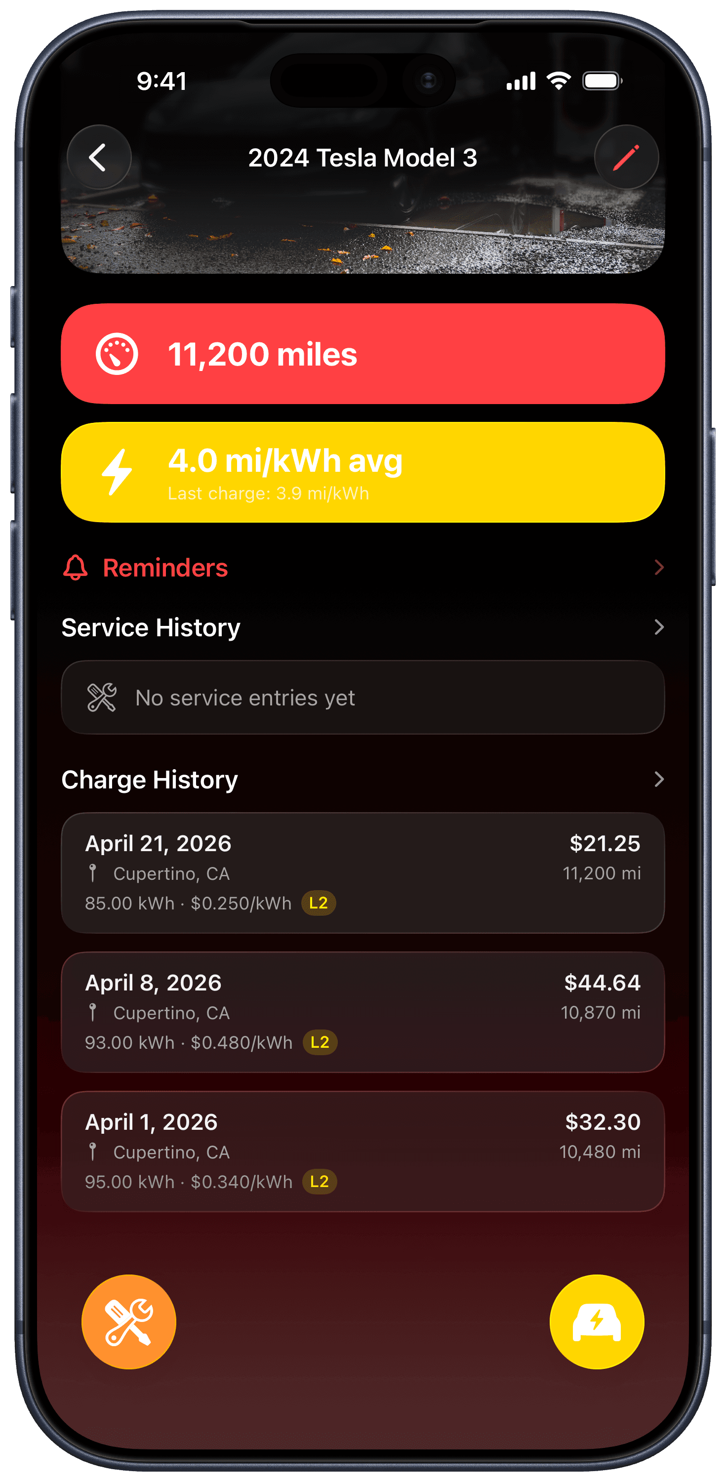 Curb ev detail screen