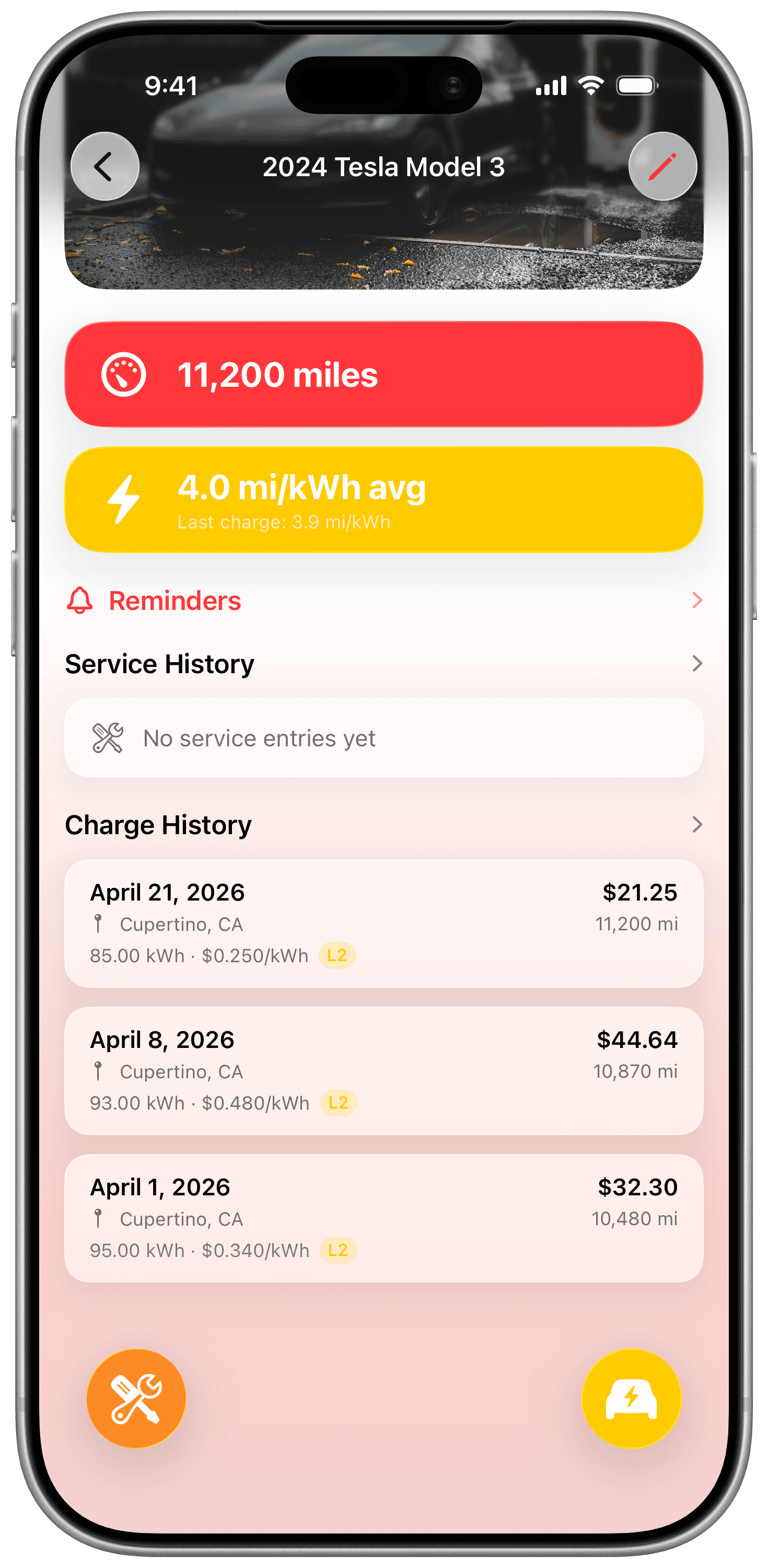 Curb ev detail screen