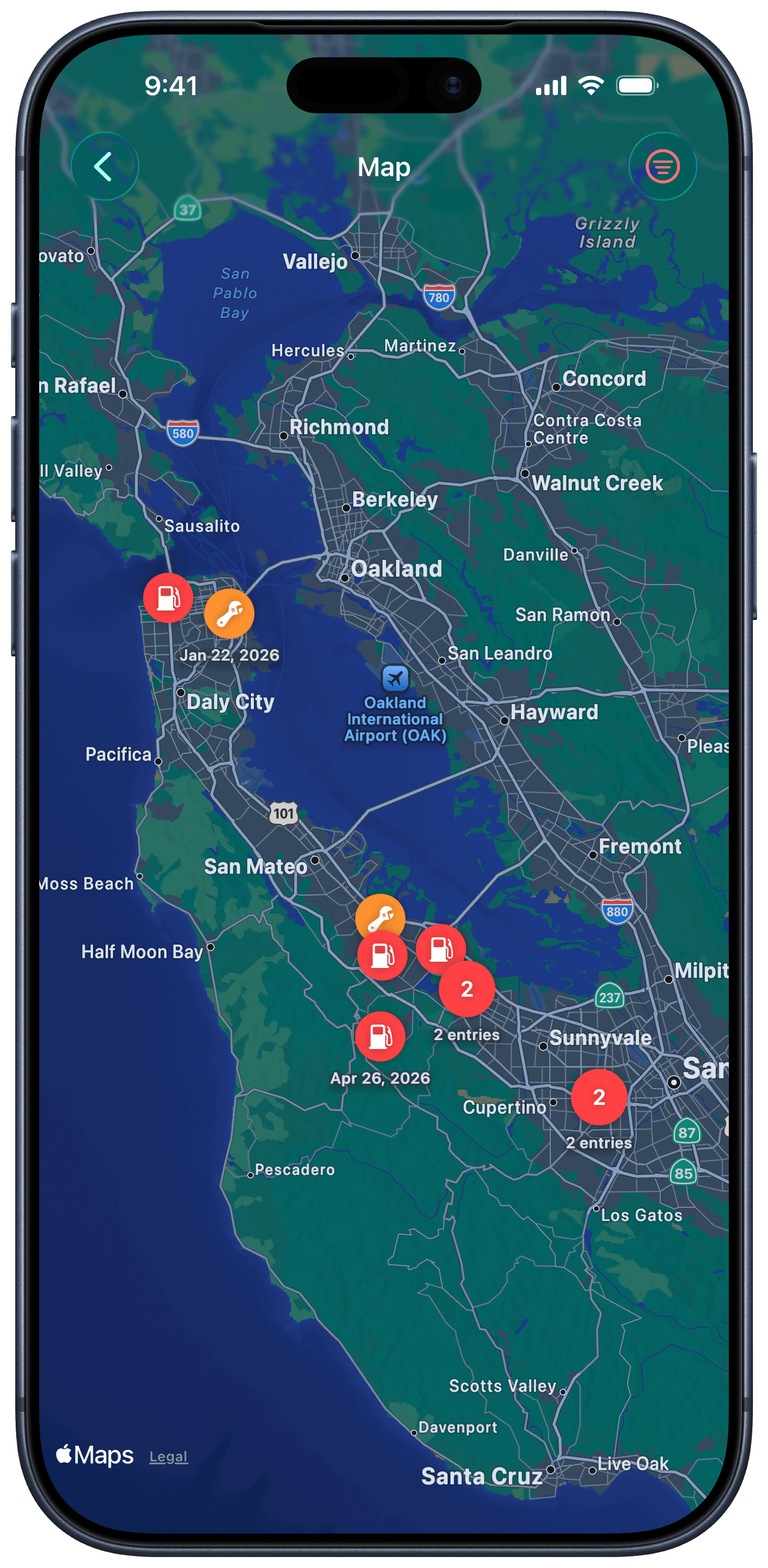 Curb fuel map tagging view