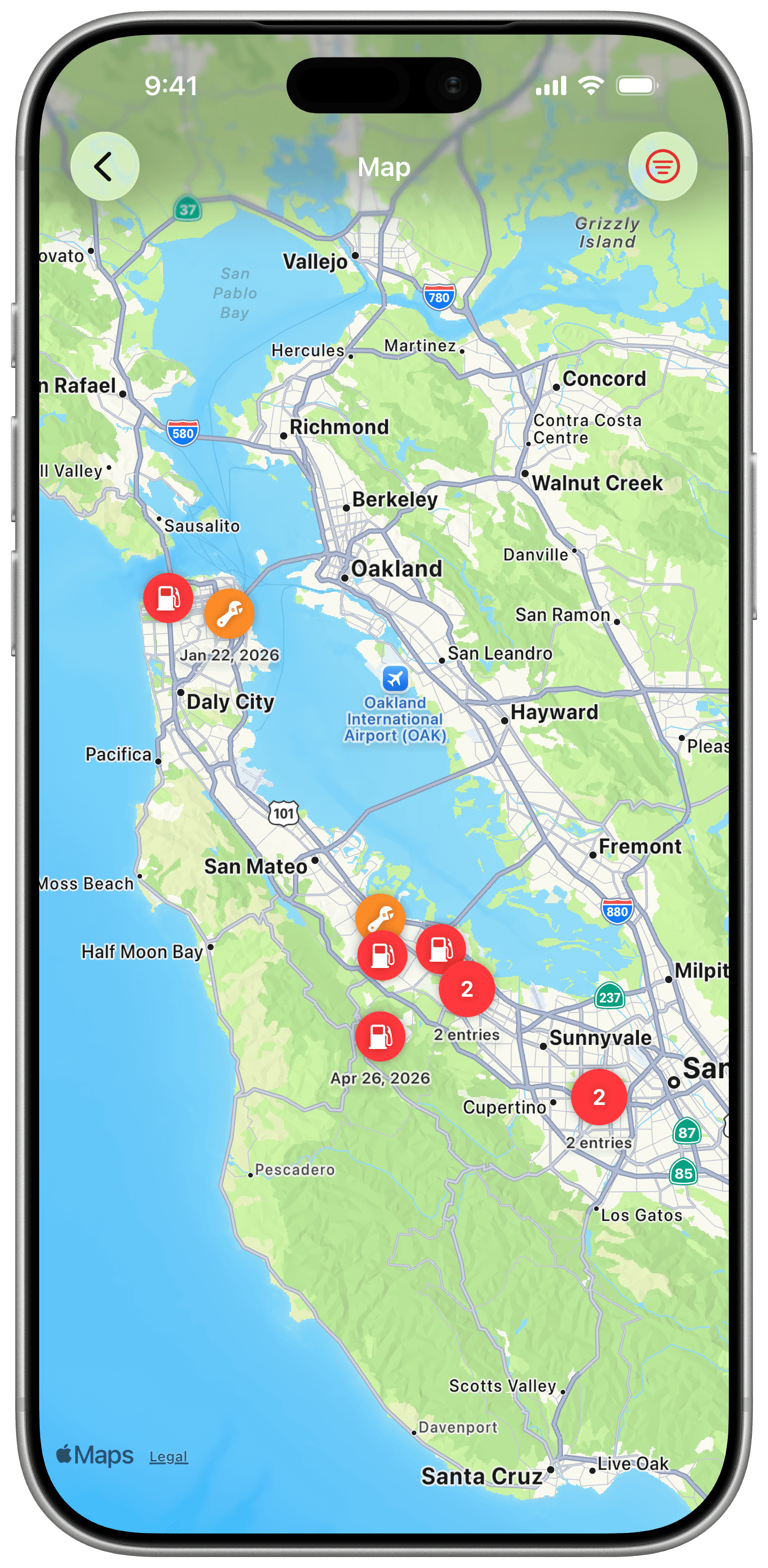 Curb fuel map tagging view