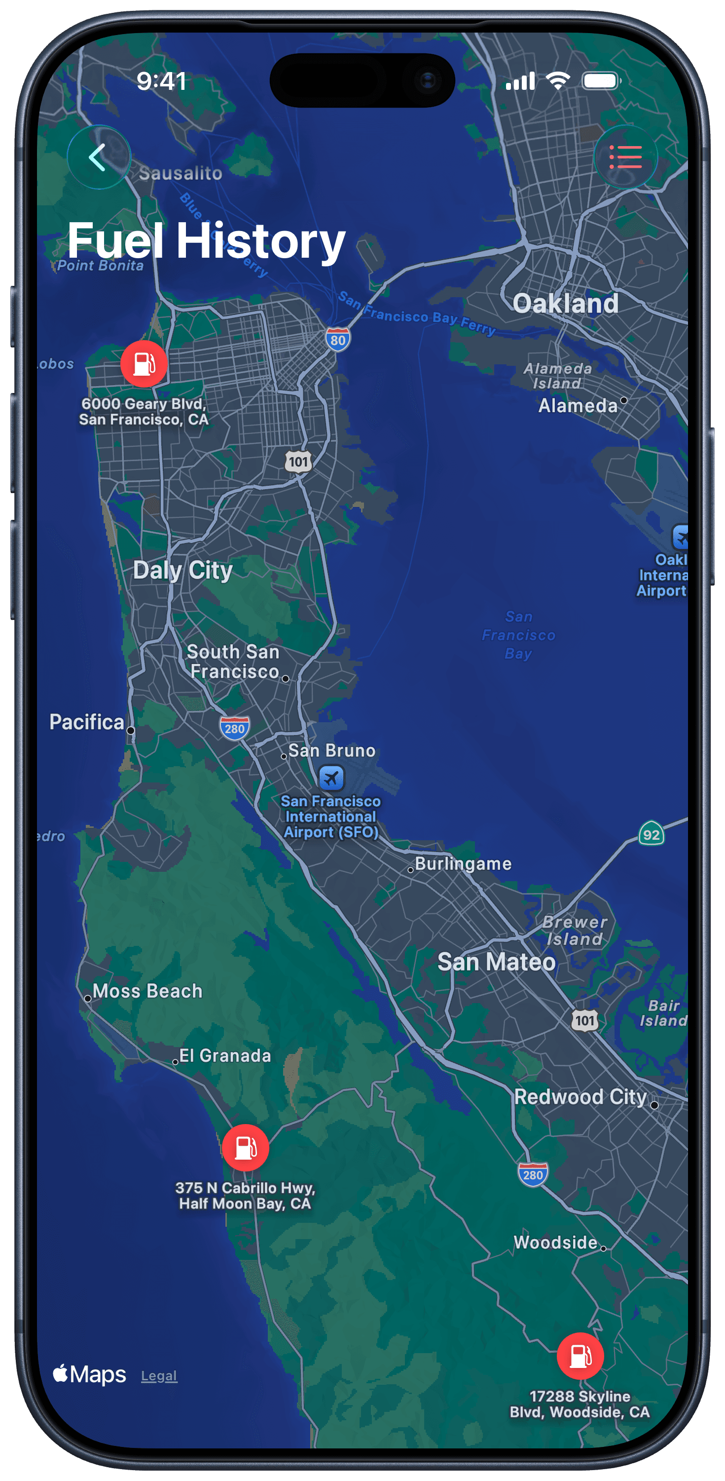 Curb fuel map tagging view
