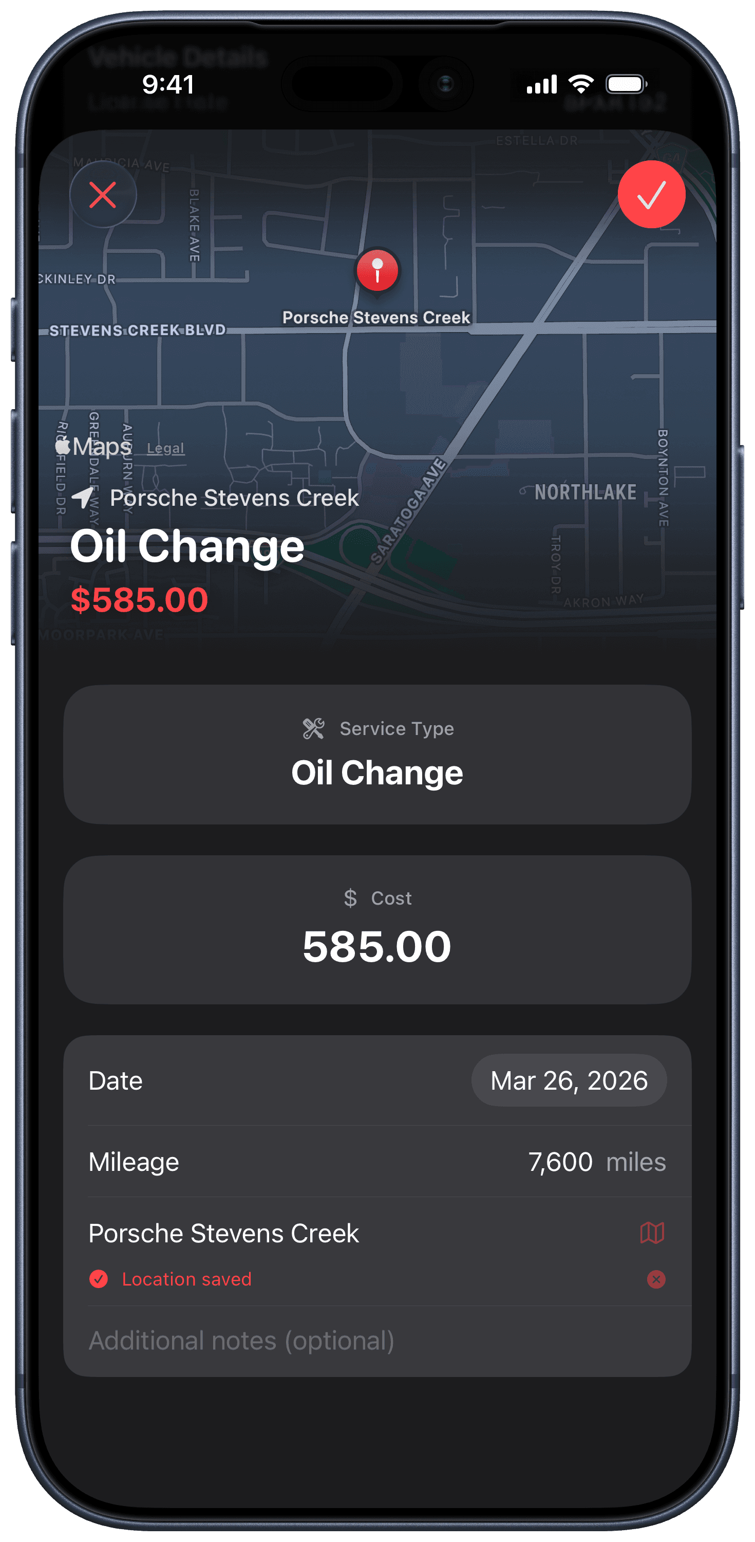 Curb redesigned fuel entry detail view with map hero